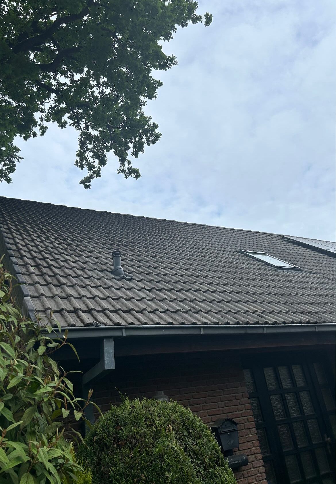 Gereinigtes Ziegeldach — kein Moos mehr — Klimek GaLaBau Pforzheim